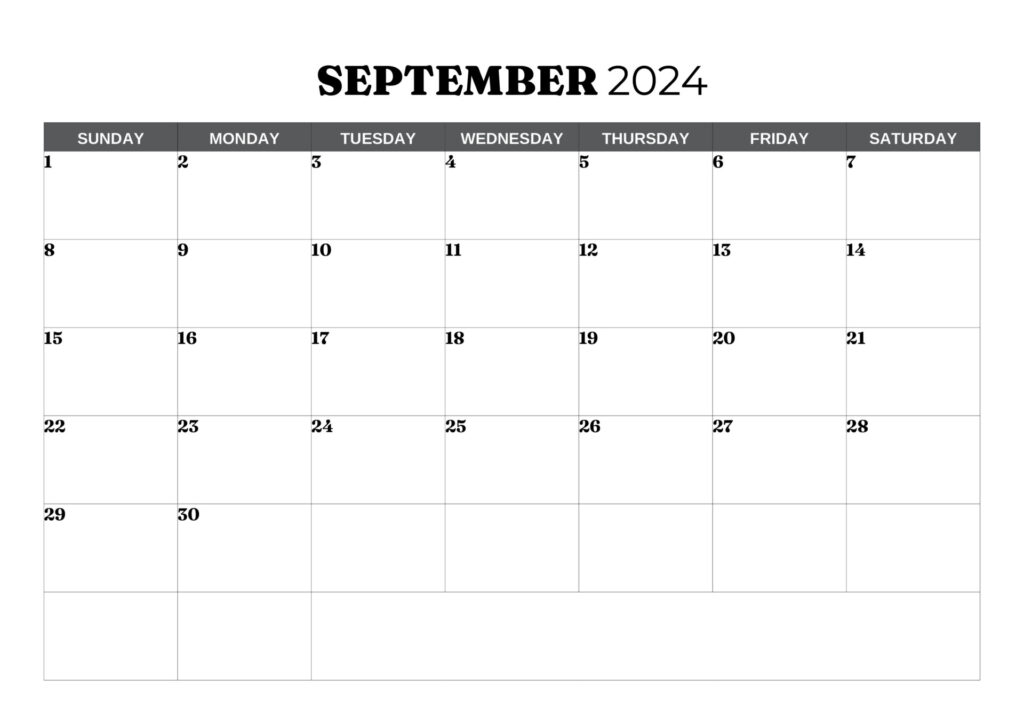 September 2024 CALENDAR : Free PDF Printable - Printablesmart